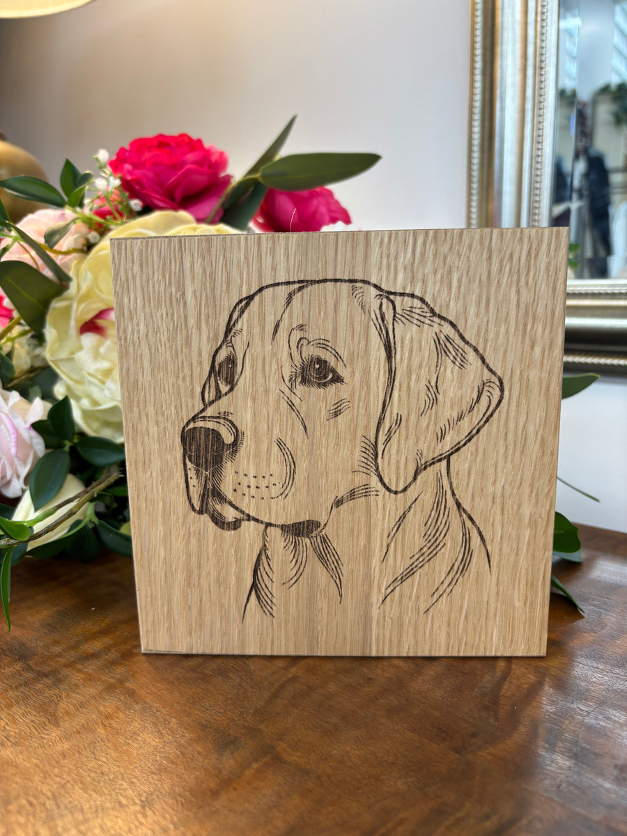 Dog Wooden Laser Sign - Lab