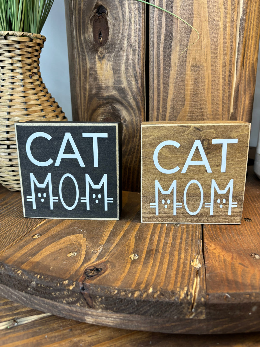 Cat Mom Block Sign