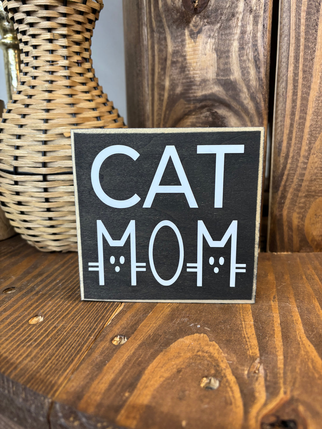 Cat Mom Block Sign