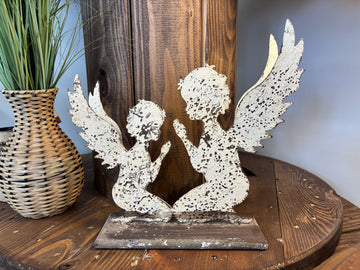 Two Praying Angels - Distressed White