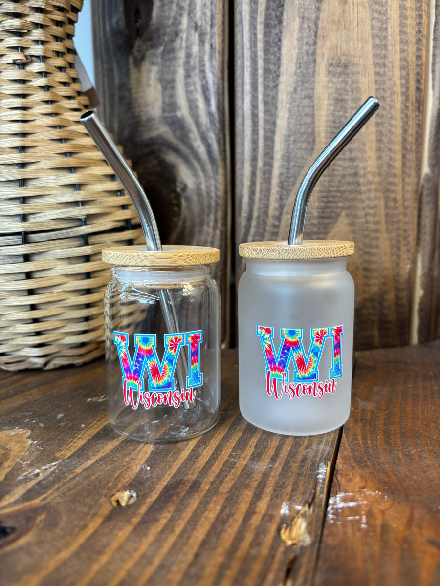 Tie Dye Wisconsin Shot Glass