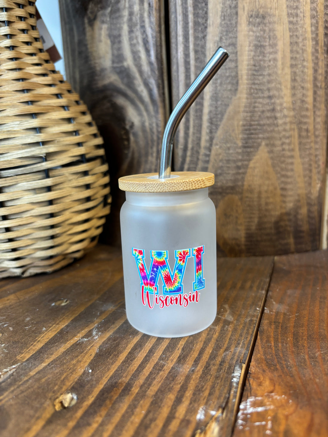 Tie Dye Wisconsin Shot Glass