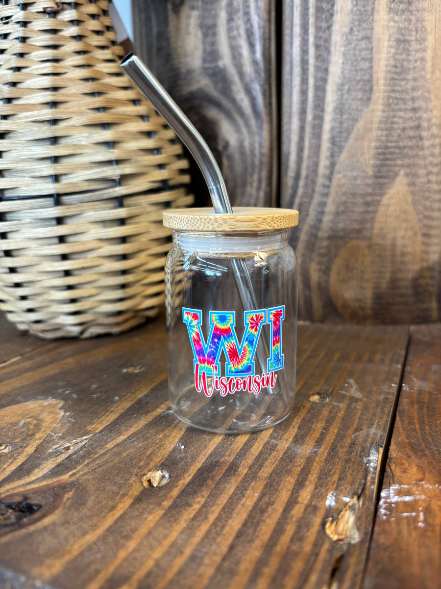 Tie Dye Wisconsin Shot Glass