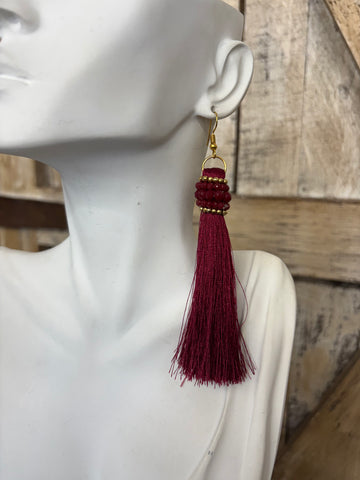 Raspberry Fringe Earrings
