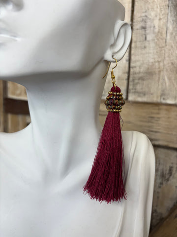 Raspberry Fringe Earrings - Metallic