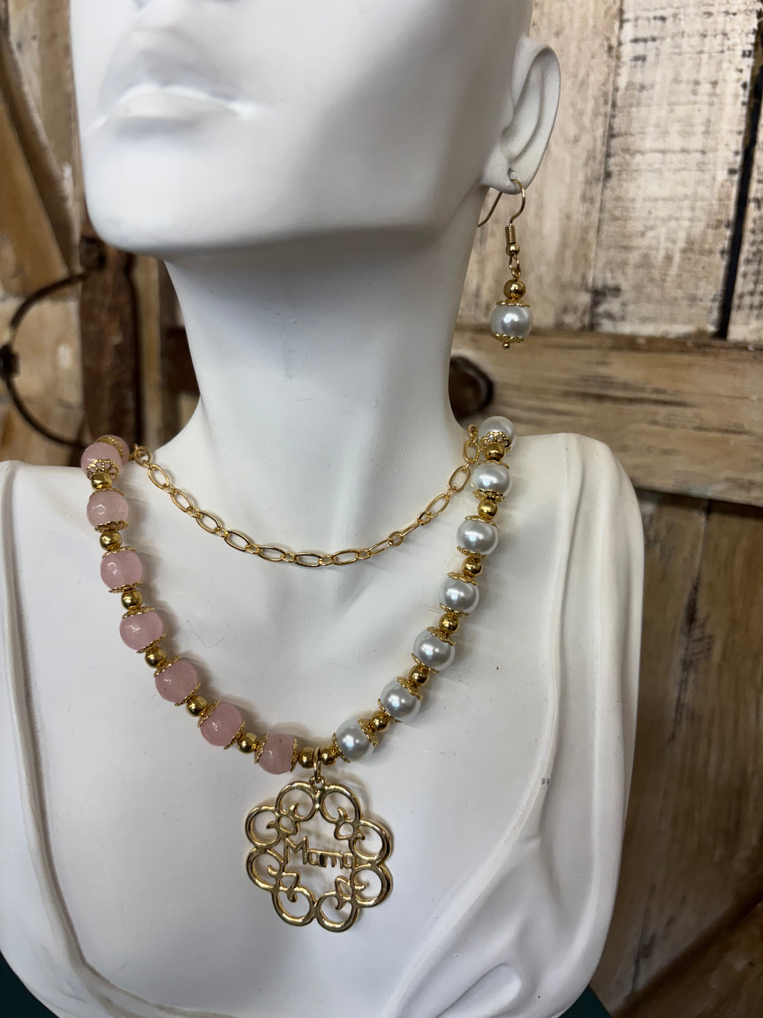 Mama Pink + White Jewelry Set