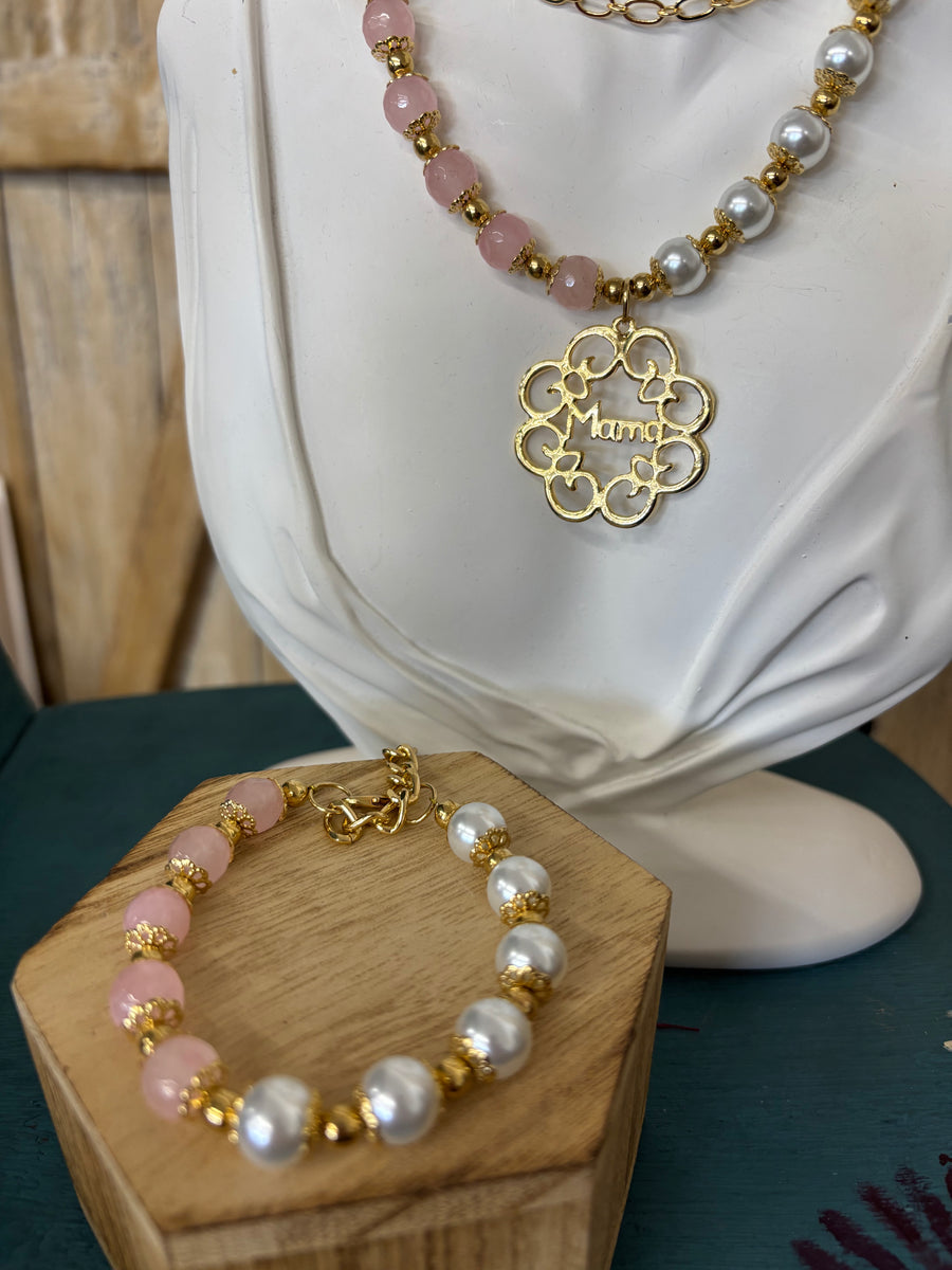 Mama Pink + White Jewelry Set