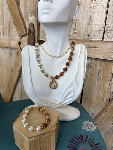 Mama Brown + White Jewelry Set