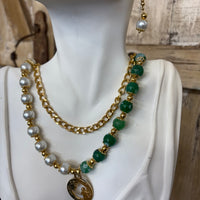 Mama Green + White Jewelry Set