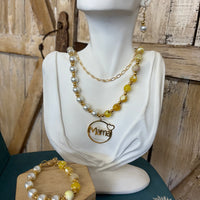 Mama Yellow + White Jewelry Set