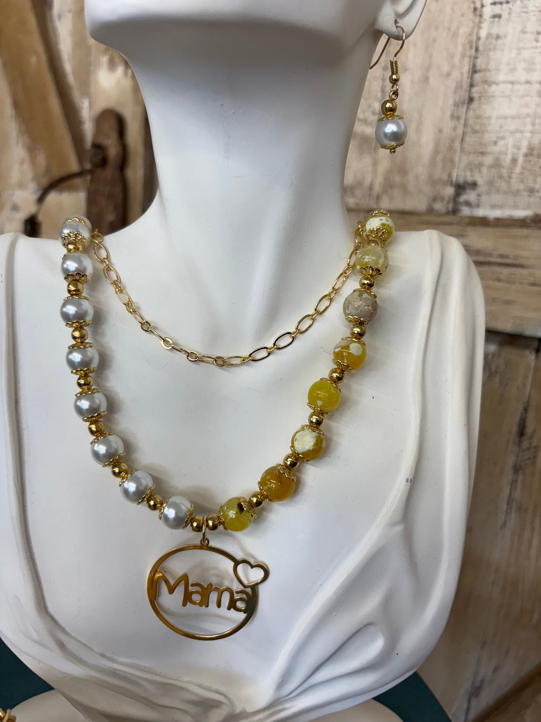 Mama Yellow + White Jewelry Set
