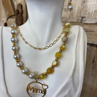 Mama Yellow + White Jewelry Set