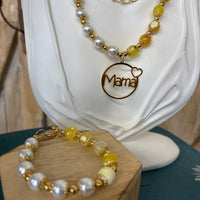 Mama Yellow + White Jewelry Set