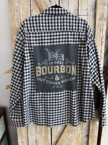 Repurposed Flannel Shirt with Bourbon + Wisdom Patch