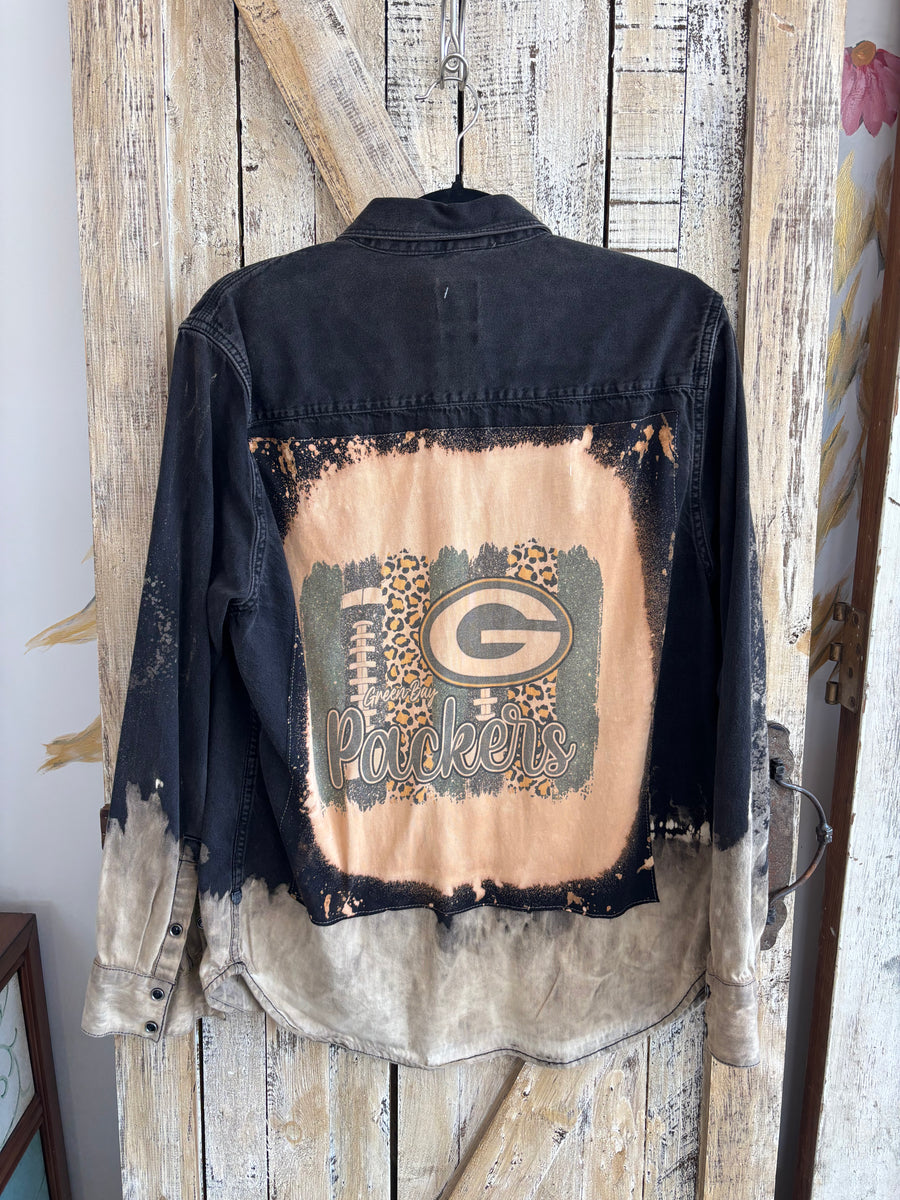 Repurposed Bleached Shirt with Green Bay Patch