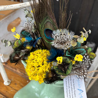 Pheasant + Duck + Peacock + Guinea Fowl Feather Flower Arrangement - Boots
