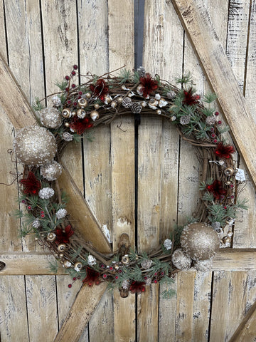 Pheasant Feather Floral Wreath - Holiday