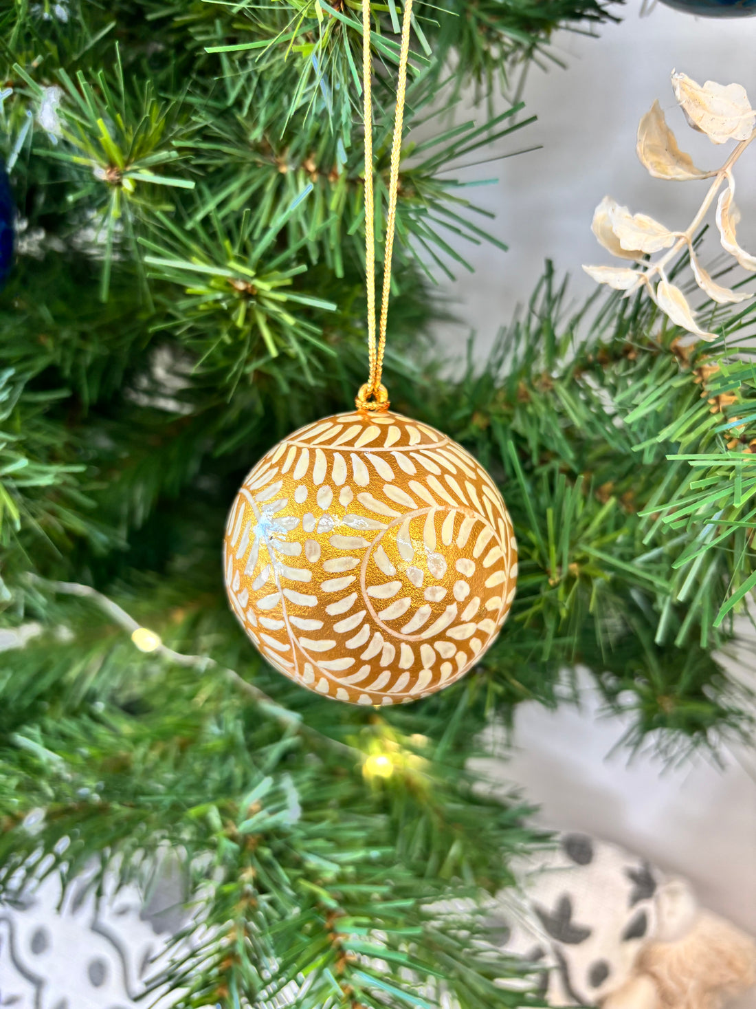Swirls of Gold Christmas Ornament
