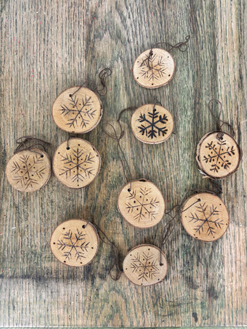 Handmade Birch Snowflake Ornaments