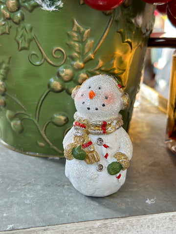 Bundled Up Snowman Figurine