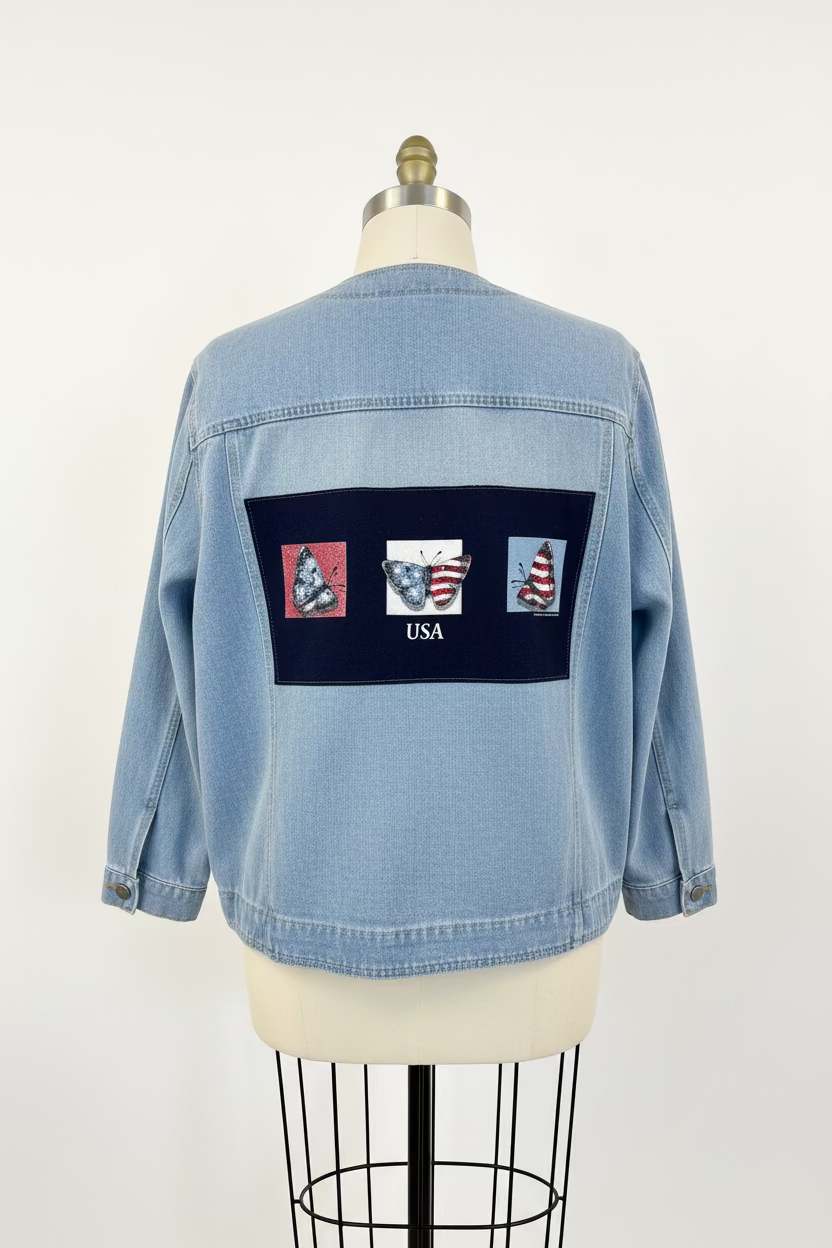 Repurposed Jacket with USA Butterflies Patch