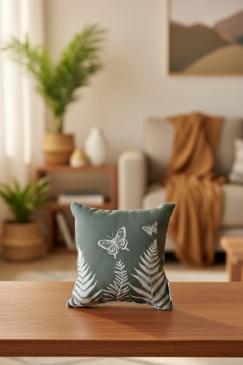 Mini Pillow - Ferns + Butterflies