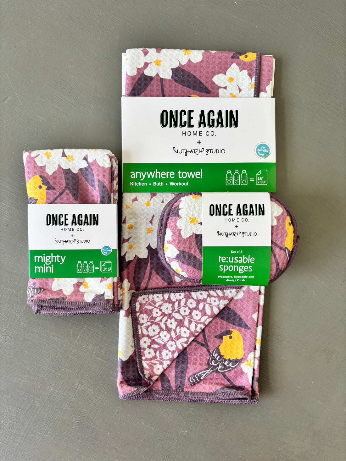 Once Again Home Co - Nuthatch Birdsong - Plum (Reversible)