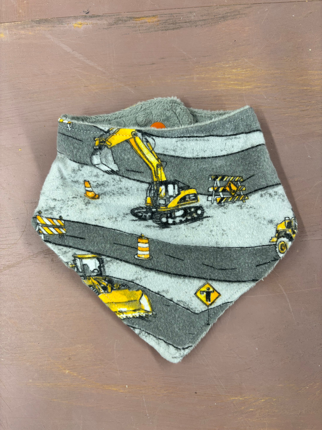 Gray Construction Baby Bib Bandana