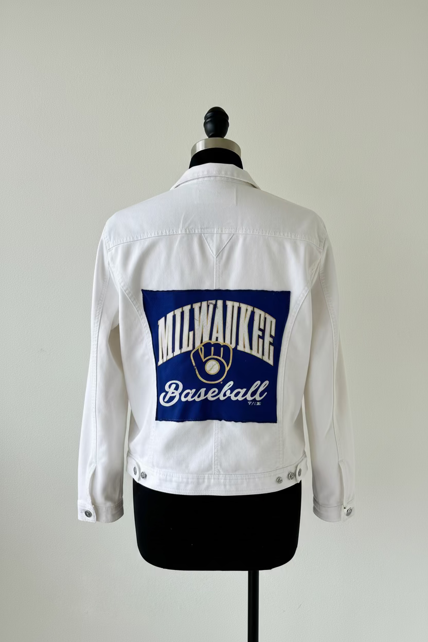 Repurposed Jacket with Wisconsin Baseball Patch