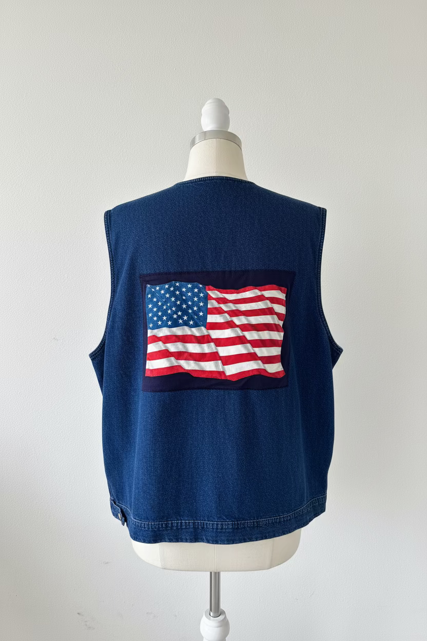 Repurposed Vest with Flag Patch