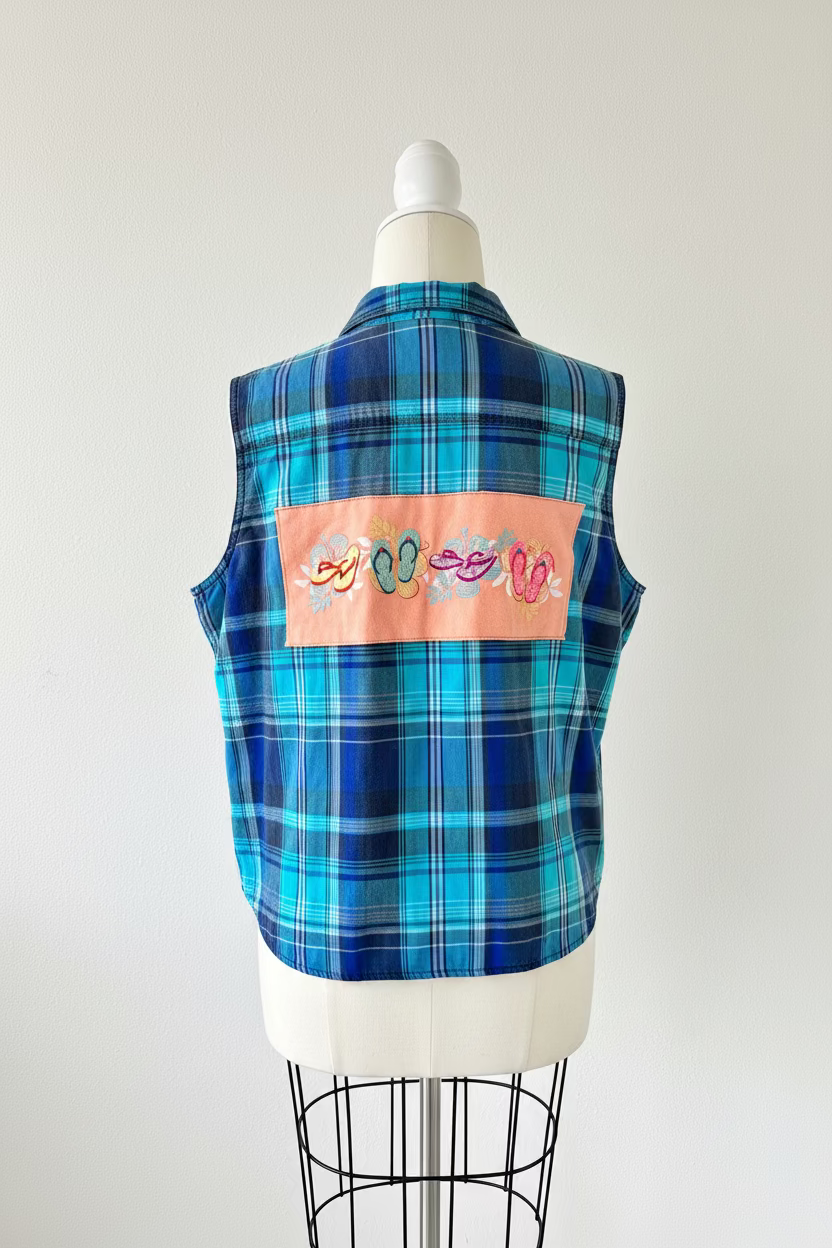 Repurposed Vest with Flip Flops Patch