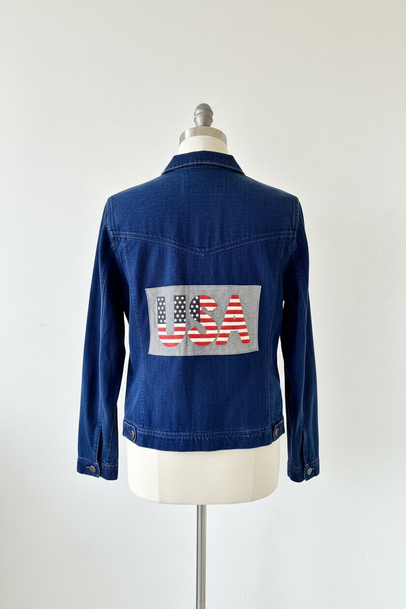Repurposed Shirt with USA Flag Patch