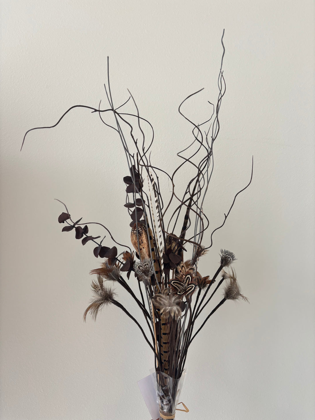 Pheasant Feather Bouquet - Mahogany Seed Pod