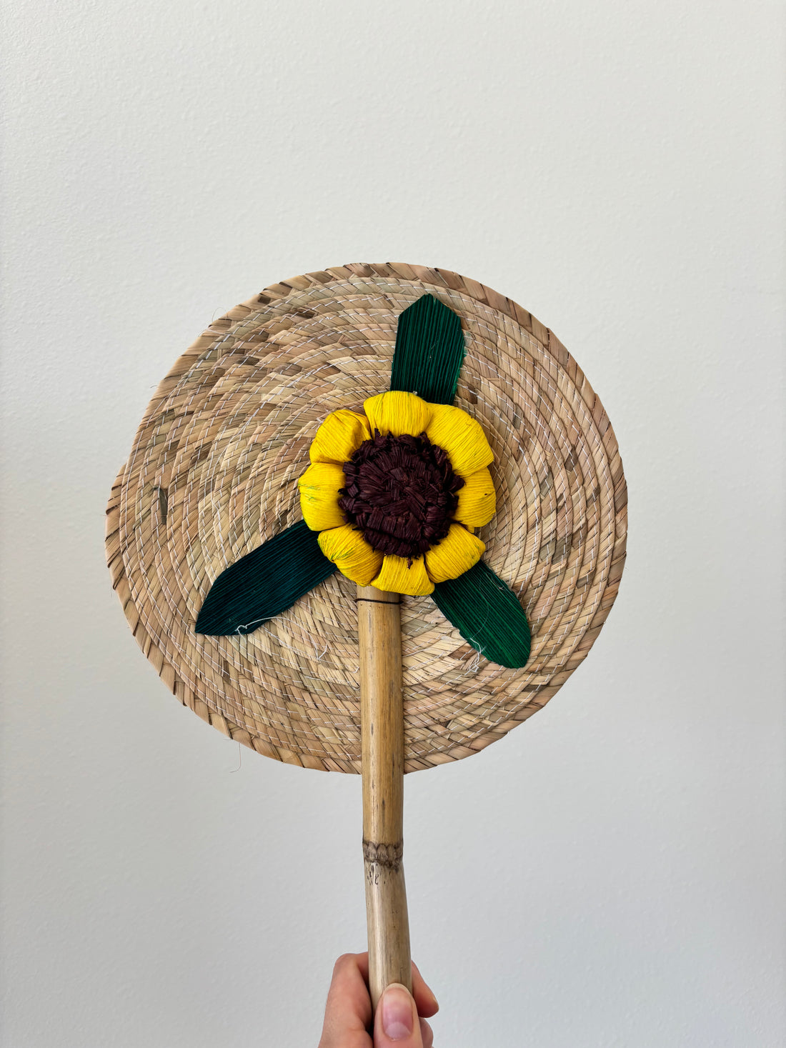 Hand-Woven Palm Leaf Fan - Sunflower