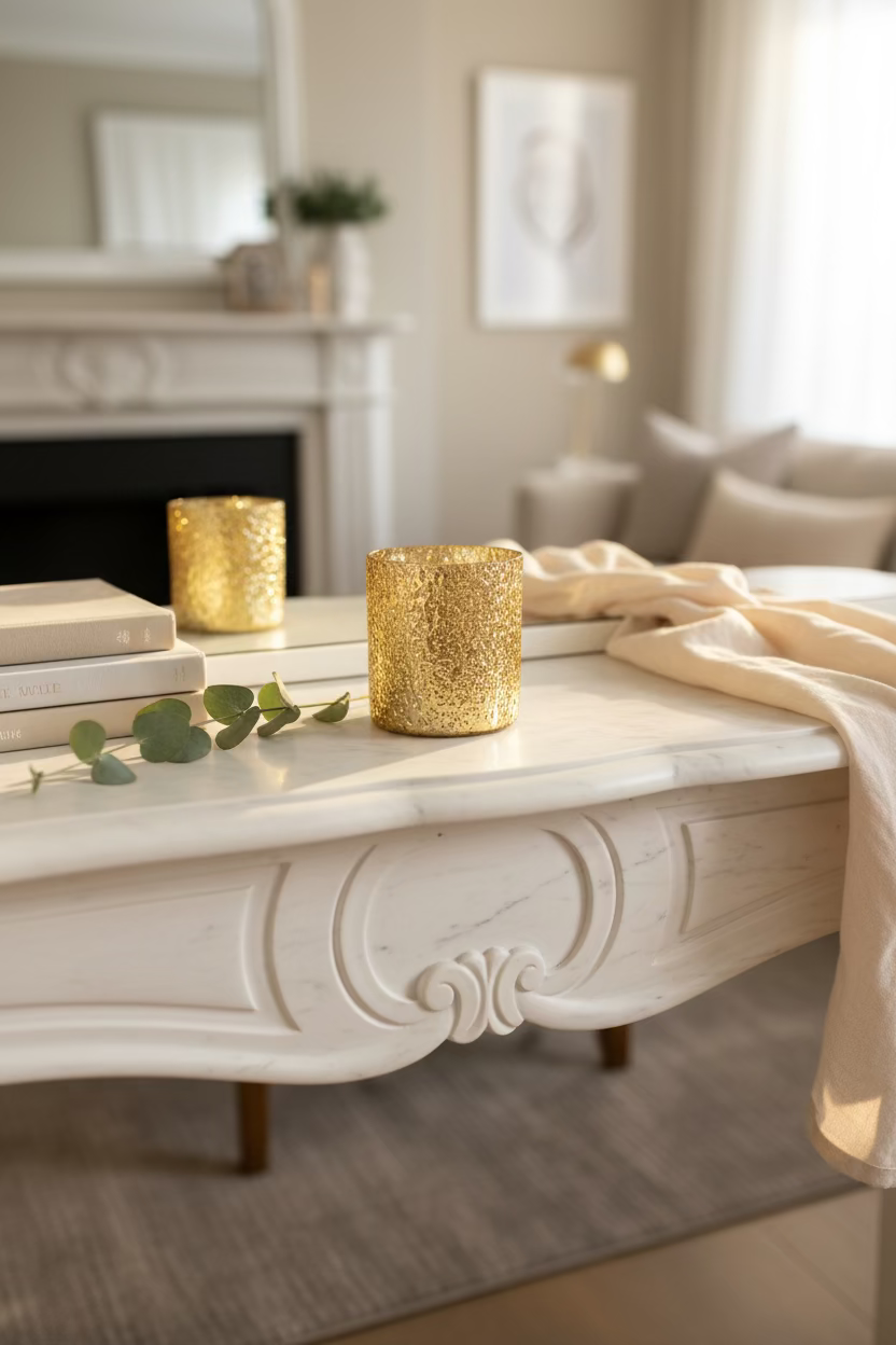 Gold Glass Candle Holder