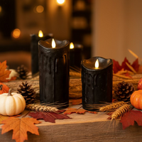 Moving Flame Black Pillar Candle