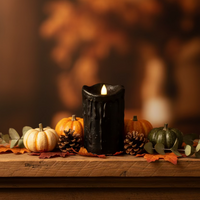Moving Flame Black Pillar Candle