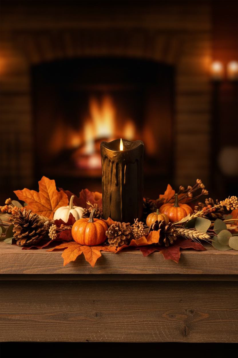 Moving Flame Black Pillar Candle
