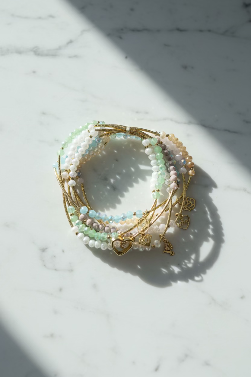 Pastels Beaded Charm Bracelet