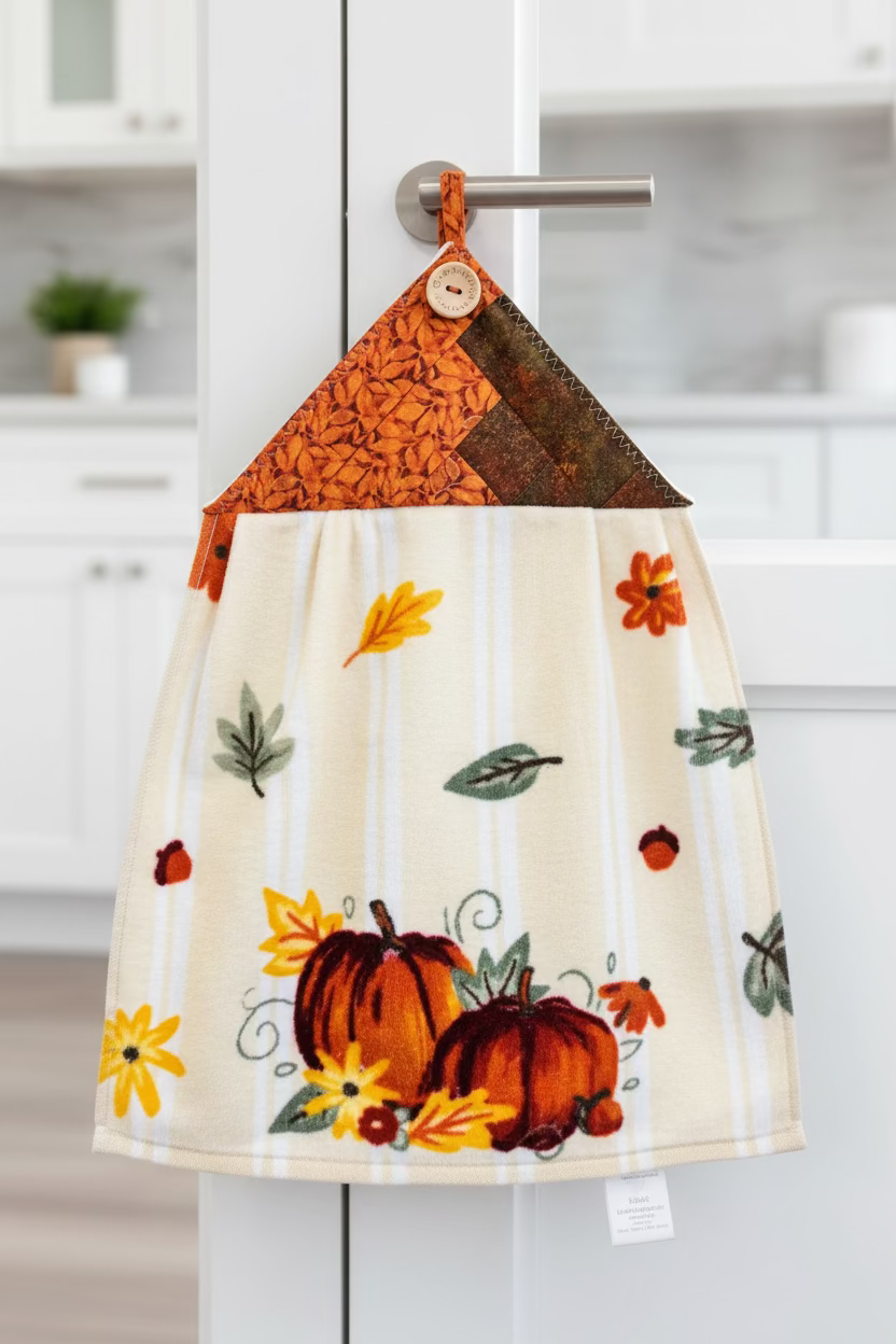 Pumpkins + Leaves Kitchen Towel