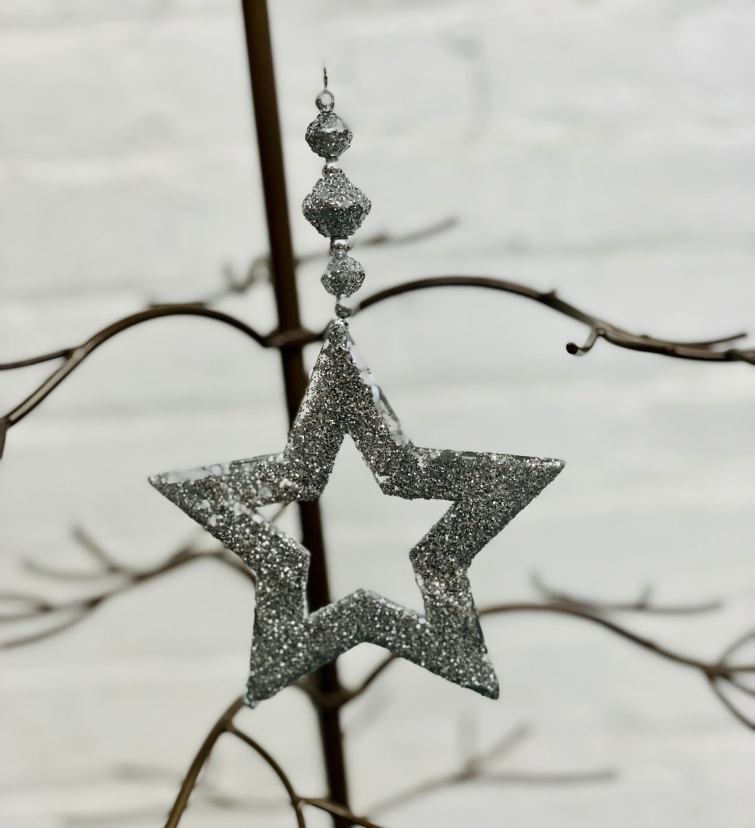 Silver Glitter Star Ornament