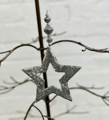 Silver Glitter Star Ornament