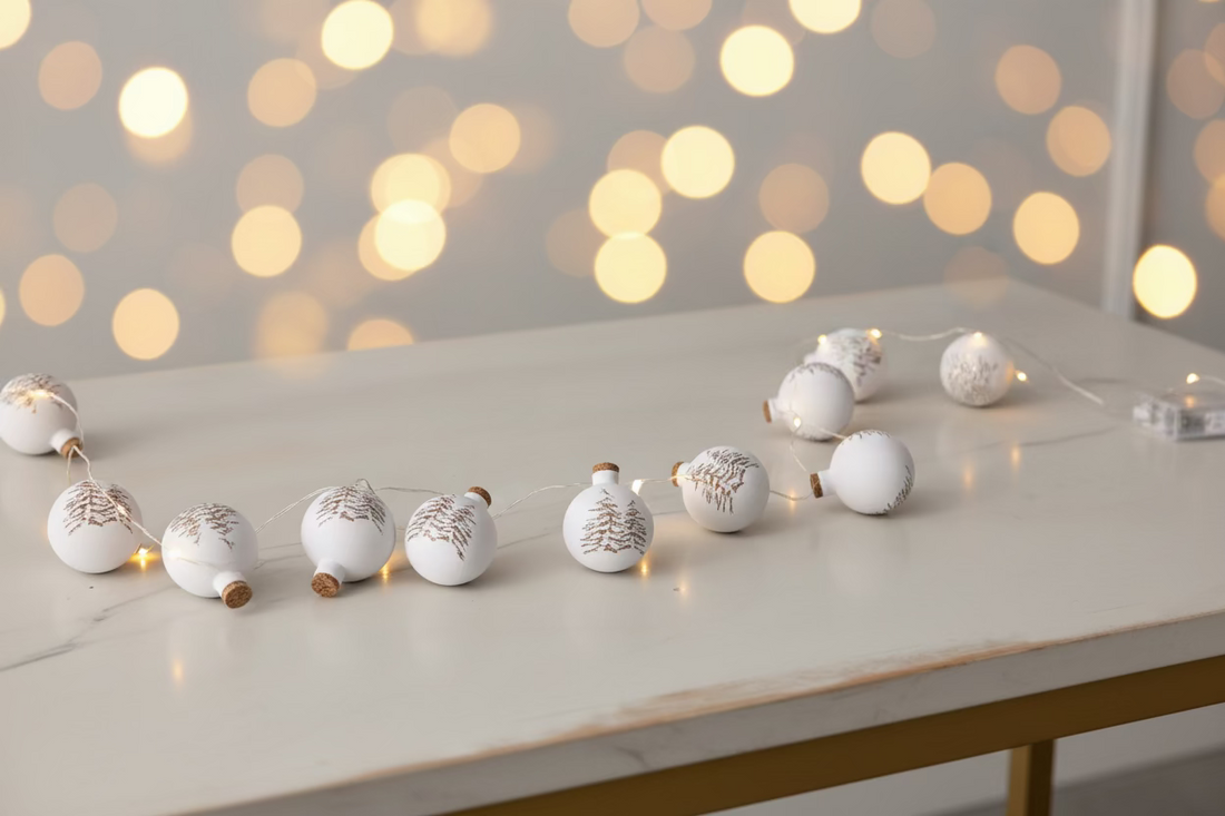 White Ball Strand With Trees Garland