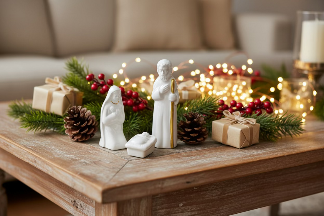White Ceramic Nativity Set