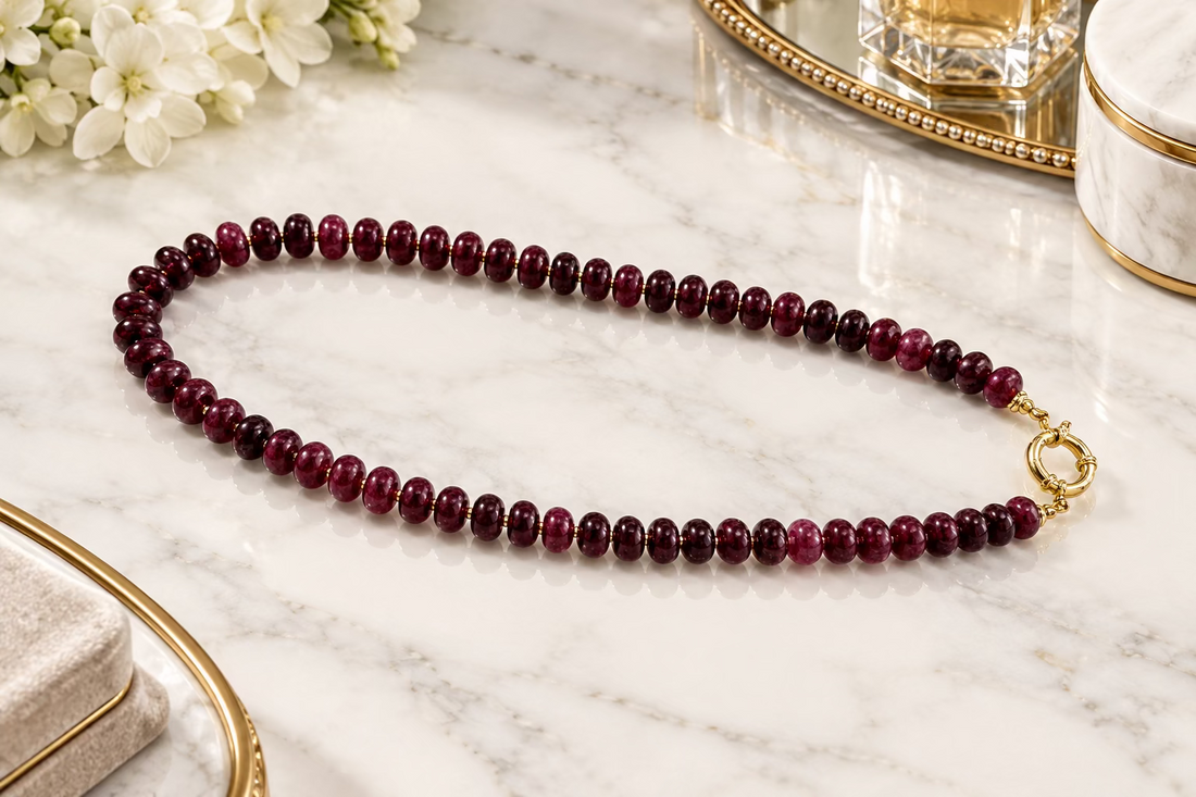 Beaded Necklace - Ruby