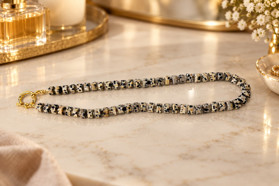 Beaded Necklace - Dalmatian Jasper