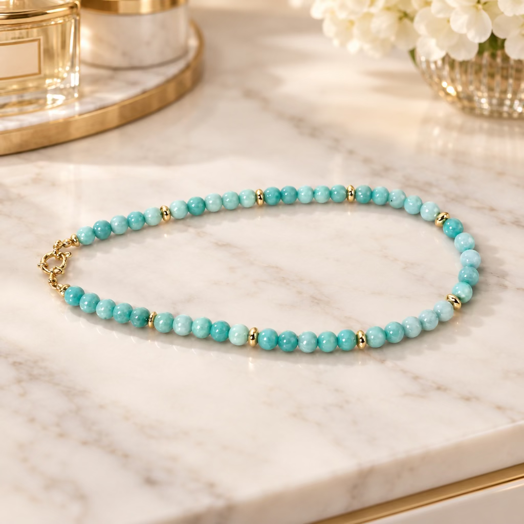 Beaded Necklace - Aqua