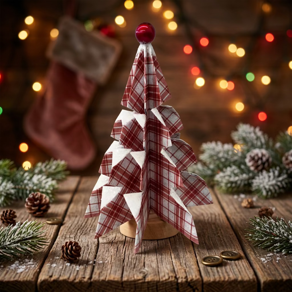 Handcrafted Paper Trees - Red Plaid