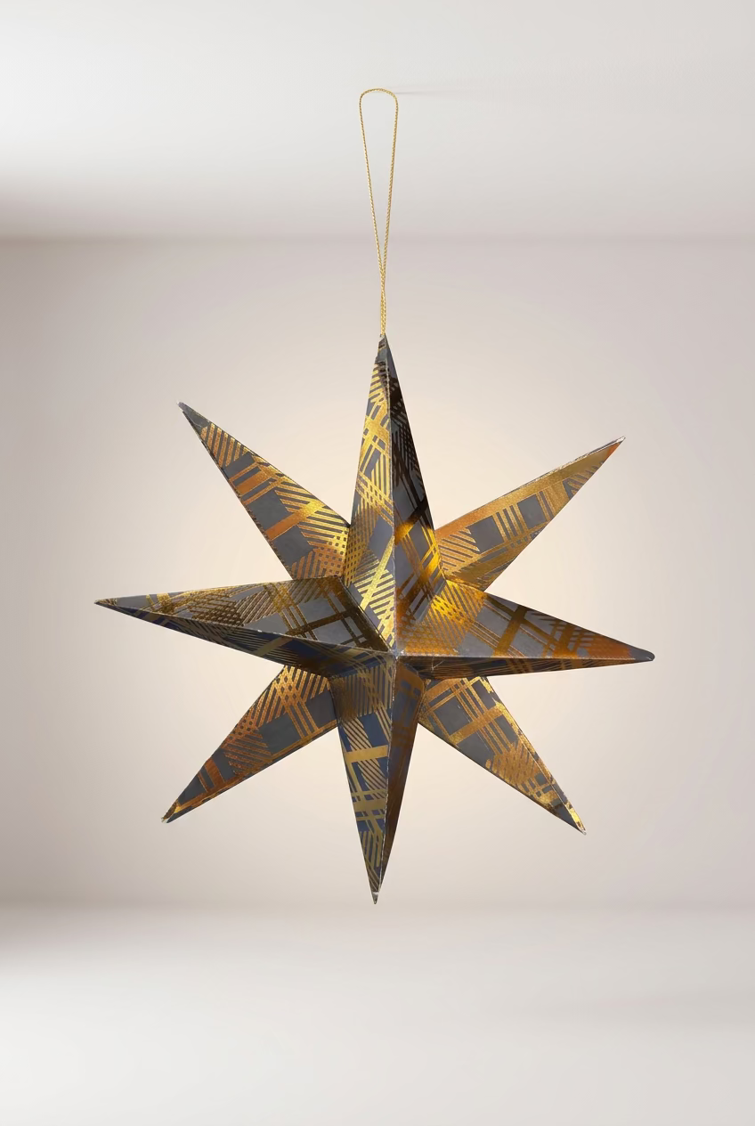 Mini Hanging Stars - Blue Plaid