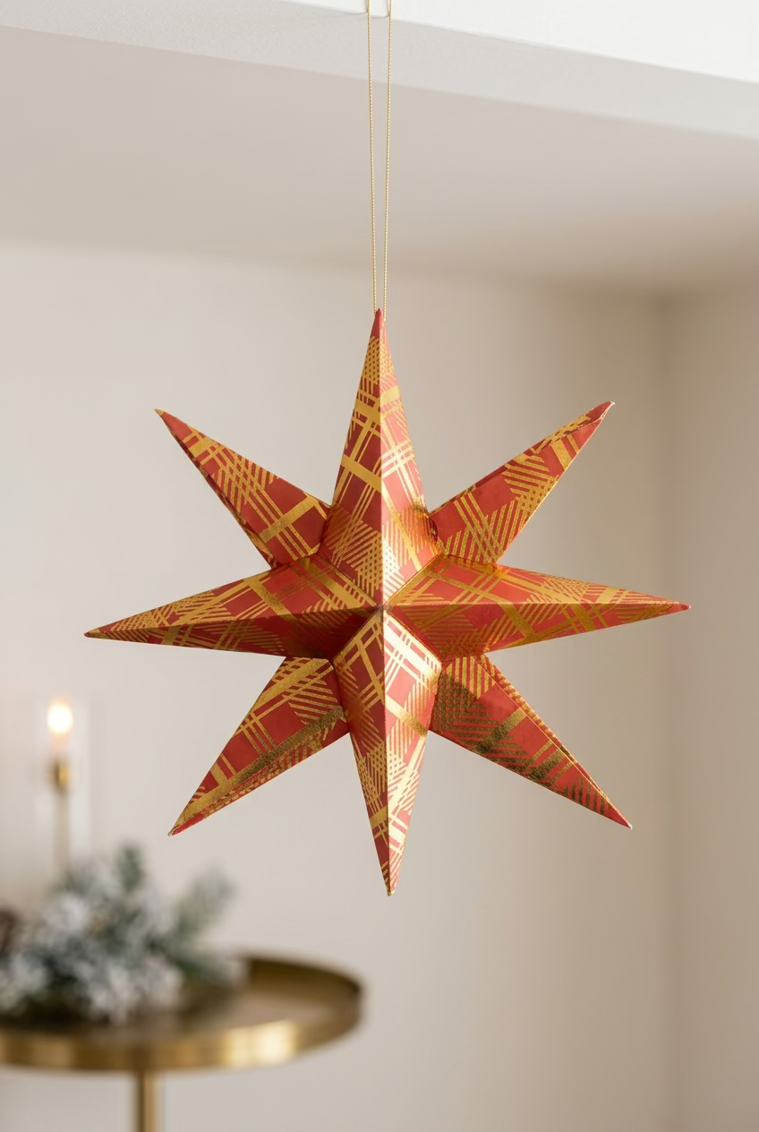 Mini Hanging Stars - Red Plaid